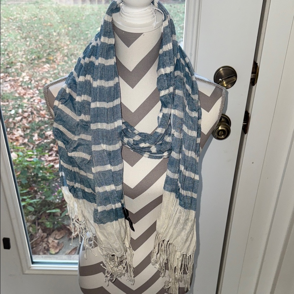 Striped Blue and White Scarf